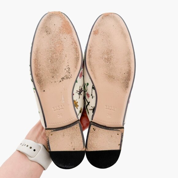Gucci Princetown Horsebit Loafer Mule EU 36 US 6 White Multicolor Floral Canvas - Picture 9 of 12